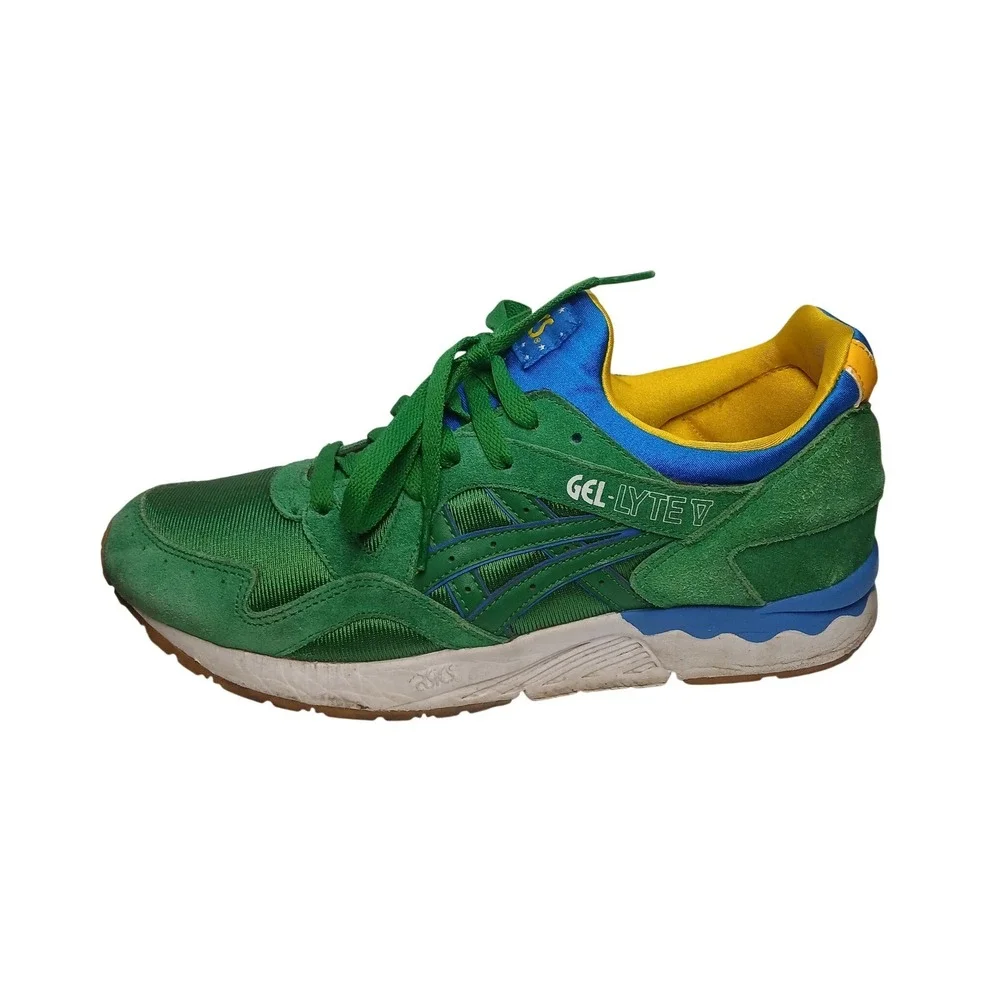 Asics Gel-Lyte V Mens 9.5 Green Blue Yellow Brazil H401N Suede Sneakers